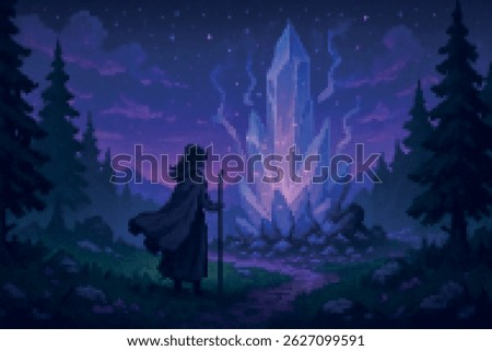 Ancient stone ruins and columns with a mountain in the background, classic RPG pixel landscape for 2D 