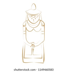 Ancient stone statue of woman with reference to art of Eurasian nomads kumans who had  turk roots and lived ob modern territory of southern Russia. Probably refers to cult of ancestors. 