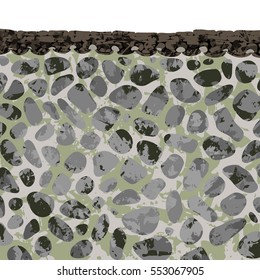 Ancient stone wall background. Asian architecture. Rough brush stroke texture. Vector illustration. 