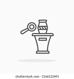 Ancient Stuff Vase Ceramic With Magnifying Glass line icon. Editable stroke and pixel perfect. Can be used for digital product, presentation, print design and more.