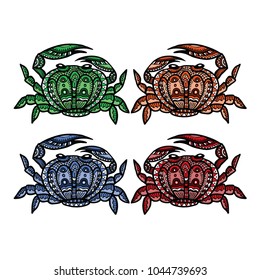 Ancient style crab. Vector illustration.