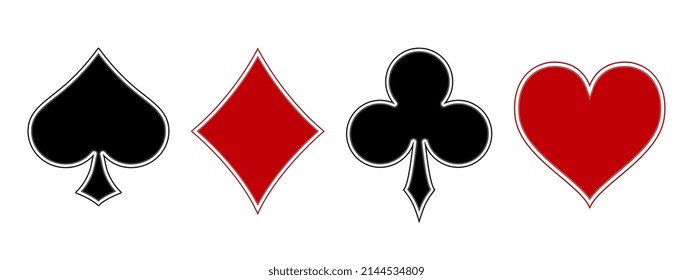 Ancient suit deck of playing cards on white background. Poker and Casino. Vector illustration.