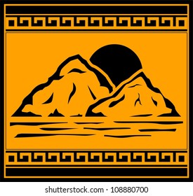 ancient sunrise. vector illustration