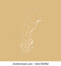 Ancient Sweden map old paper background with space for text. Vector illustration EPS10.