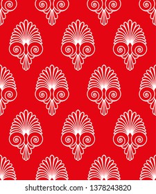 Ancient swirl old greek flat seamless golden ornament pattern, vector and illustration texture background