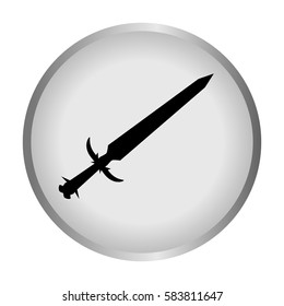 Ancient sword on a gray background. Steel arms.