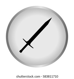 Ancient sword on a gray background. Steel arms.