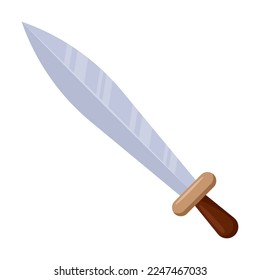 Ancient sword of warrior vector illustration. Cartoon drawing of old weapon on white background. War, weapon concept for game design