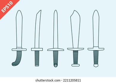 ancient swords design vector flat modern isolated illustration
