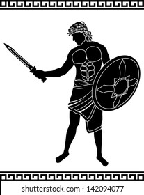 ancient swordsman. stencil. vector illustration