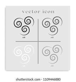 Ancient symbol of Air element with subscribe flat black and white vector icon.