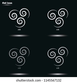 Ancient symbol of Air element with subscribe flat grayscale vector icon.