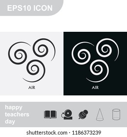 Ancient symbol of Air element with subscribe flat black and white vector icon.