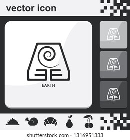 Ancient symbol of Earth element with subscribe flat set of buttons vector icon.