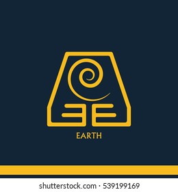 Ancient symbol of Earth element with subscribe.