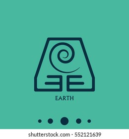 Ancient symbol of Earth element with subscribe.