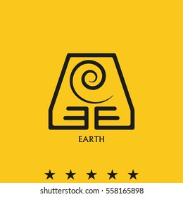 Ancient symbol of Earth element with subscribe.