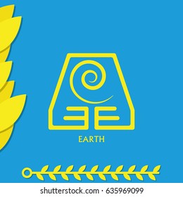 Ancient symbol of Earth element with subscribe.