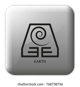 Ancient symbol of Earth element with subscribe flat vector icon.