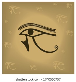 The ancient symbol Eye of Horus. Egyptian Moon sign - left Eye of Horus. Mighty Pharaohs amulet. Illustration. Vector.
