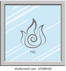 Ancient symbol of Fire element with subscribe.