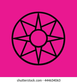 Ancient symbol icon black Star of Ishtar vector illustration. Pink background