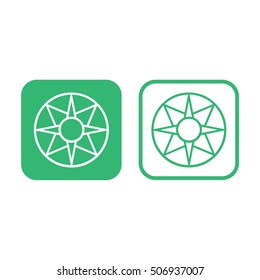 Ancient symbol icon Star of Ishtar vector illustration. Green and white