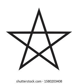 The ancient symbol the pentangle in black over a white background