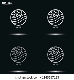 Ancient symbol of Water element with subscribe flat grayscale vector icon.