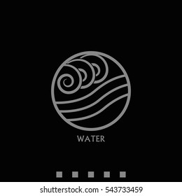 Ancient symbol of Water element with subscribe.