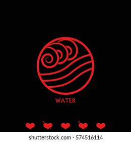 Ancient symbol of Water element with subscribe.