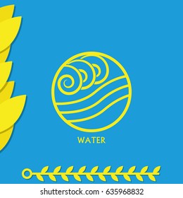 Ancient symbol of Water element with subscribe.