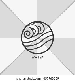 Ancient symbol of Water element with subscribe.