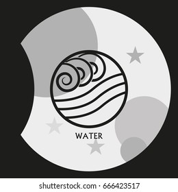 Ancient symbol of Water element with subscribe.