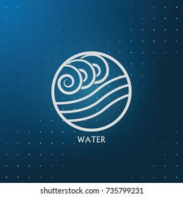 Ancient symbol of Water element with subscribe.