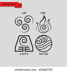 Ancient symbols of four elements with subscribe.