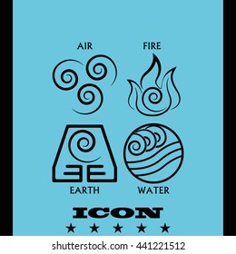 Ancient symbols of four elements with subscribe.
