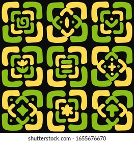 Ancient symbols tile seamless pattern. Simple hand drawn style vector illustration. Ancient seamless pattern concept