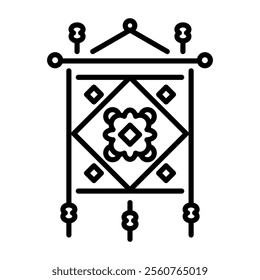 Ancient tapestry design icon in line style 