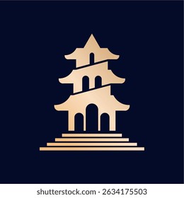 Logo do Templo Antigo: Espiritualidade Oriental Vetor Mark