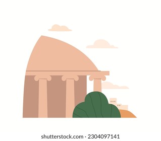 Ancient Temple Ruins With Pillars Are Remnants Of Architectural Marvels, Depicting The Grandeur Of Past Civilizations