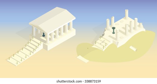 Ancient temple/Ancient temple intact and destroyed (ancient buildings)