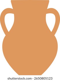 Antiga Terracota Amphora Ícone. Ilustração simples do vetor do vetor do vaso da argila. Elemento histórico de design de vasos romanos.