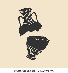 Ancient terracotta jug. Vector illustration.