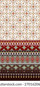 Ancient Thai pattern, beautiful colors, hand drawn, pink, red, brown background, seamless for digital printing, fabric, sarong, loincloth, wallpaper.