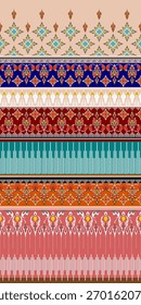 Ancient Thai pattern, beautiful colors, hand drawn, light pink background, seamless, for digital printing, fabric, sarong, loincloth, wallpaper.