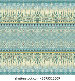 Ancient Thai pattern, blue tone, light background, seamless, digital print, sarong, silk, loincloth, wallpaper