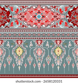 Antiguo patrón tailandés, colorido, dibujado a mano, fondo azul, sin costuras, para la impresión digital, textil, sarong, taparrabos, Fondo de pantalla