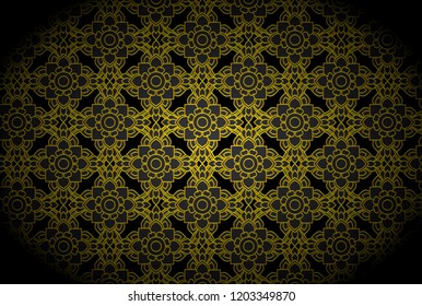 Ancient Thai pattern, flower pattern, golden wall, Buddhism