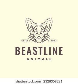 ancient tiger old long fang beast mascot lines hipster simple logo vector icon illustration
